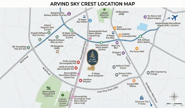 Arvind Sky Crest Location Map